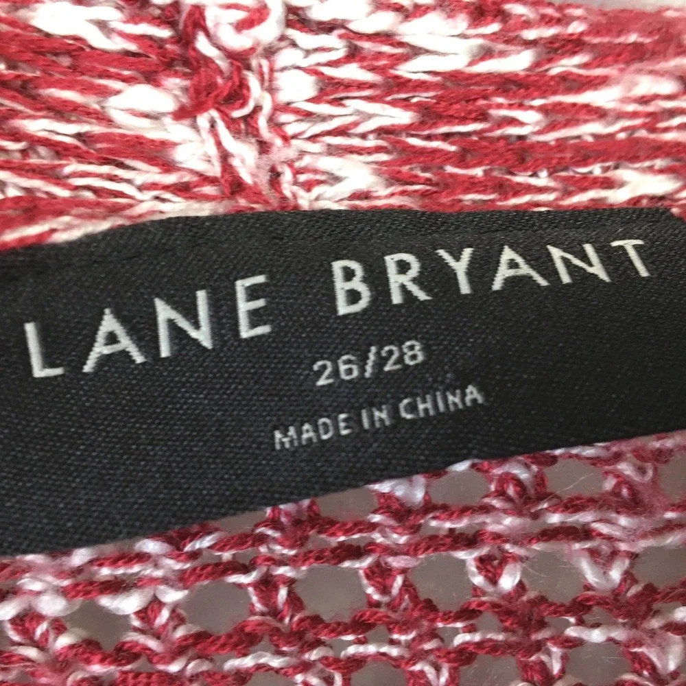 Lane Bryant Red White Marled Knit Open Front Cardigan Sweater Plus 26/28 A83784 - Picture 4 of 7